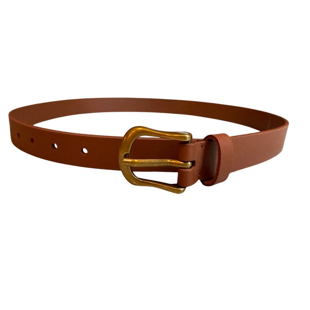 Frye Leather Flat Belt Cognac Brown S/M